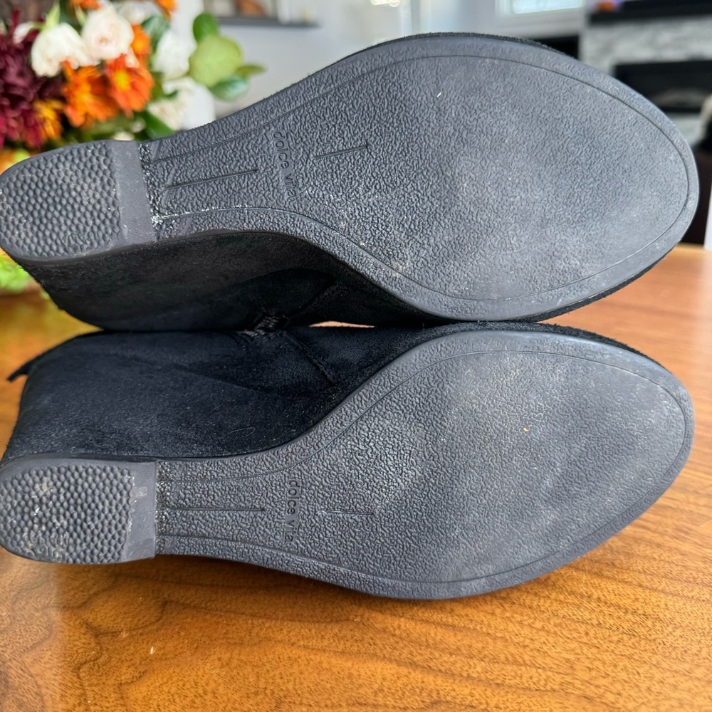 Dolce Vita Black Suede Wedge Ankle Booties. Size Women’s 7.5 - Picture 10 of 12